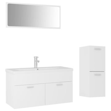 Vidaxl Bathroom Furniture Set White Engineered Wood