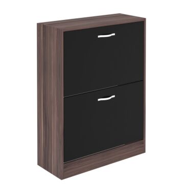 Vida Designs 2 Drawer Shoe Cabinet, Walnut & Black