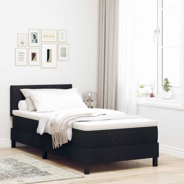 Vidaxl Box Spring Bed With Mattress & Led Black 90x200 Cm Fabric