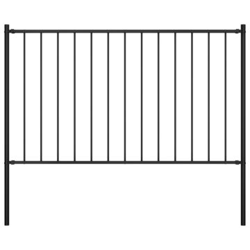 Vidaxl Fence Panel With Posts Powder-coated Steel 1.7x1.25 M Black