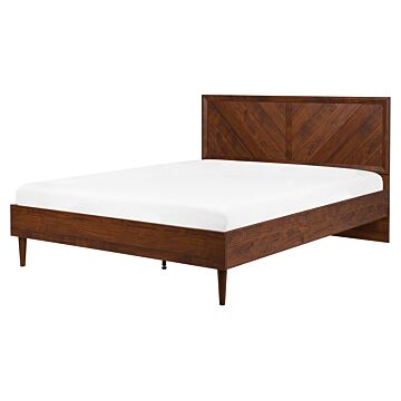Eu King Size Panel Bed 5ft3 Dark Wood Slatted Frame Vintage Beliani