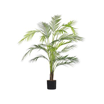 Artificial Potted Plant Green And Black Synthetic Material 124 Cm Fake Areca Palm Decorative Indoor Accessory Beliani