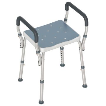 Homcom 57-69cm Aluminium Frame Bath Seat - Light Blue