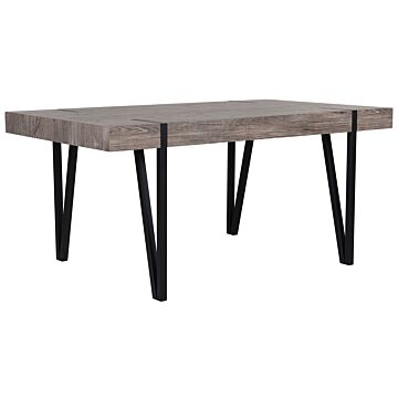 Dining Table Dark Wood Top Black Metal Hairpin Legs 150 X 90 Cm Rectangular Industrial Style Beliani