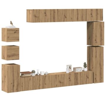 Vidaxl 9 Piece Tv Cabinet Set Wall-mounted Artisan Oak Engineered Wood