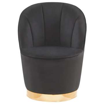 Armchair Black Velvet Gold Metal Base Round Accent Tub Chair Glam Retro Living Room Beliani