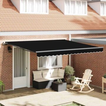 Vidaxl Retractable Awning Manual Black 400 X 300 Cm Polyester