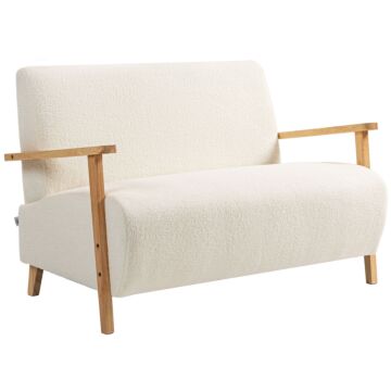 Homcom Small Sherpa Fabric 2 Seater Sofa Settee - Cream White