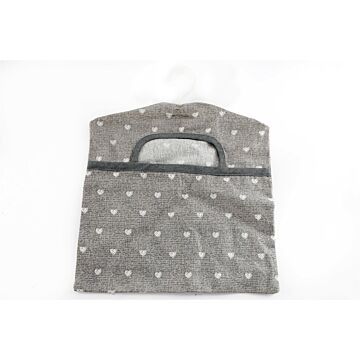 Cotton Peg Bag With Grey Hearts Design