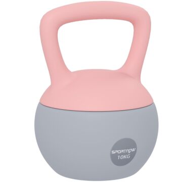 Sportnow 10kg Soft Kettlebell, Kettlebell With Non-slip Handle For Home Gym, Weight Lifting, Strength Training, Pink/grey