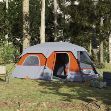 Vidaxl Camping Tent 9-person Grey And Orange Blackout Fabric Waterproof