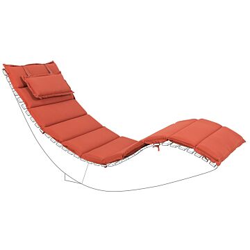Sun Lounger Cushion Red Fabric 180 X 60 Cm Padded With Head Pillow Beliani