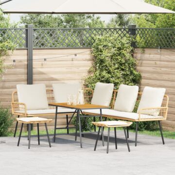 Vidaxl 4 Piece Garden Sofa Set With Cushions Natural Poly Rattan