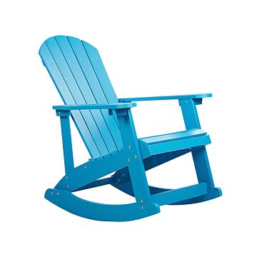 Garden Rocking Chair Blue Plastic Wood Slatted Design Traditional Style Outdoor Indoor Beliani
