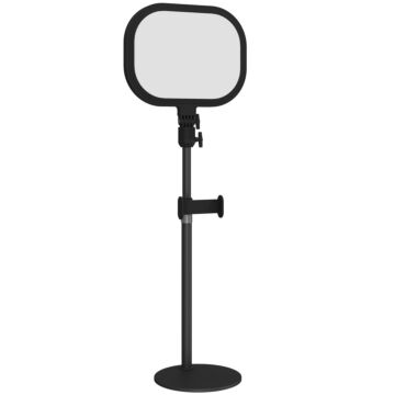 Homcom Selfie Light For Video Conference Lighting, Dimmable Desk Lamp With Stand Phone Holder, 5 Colour Modes & 10 Brightness Levels, Memory Function For Home Office, Recording, Video Calls, Black