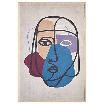 Canvas Art Print Multicolour 93 X 63 Cm Glam Abstract Face Lady Mdf Frame Eclectic Modern Beliani