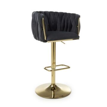 Bellaire Brushed Velvet Black Bar Stool