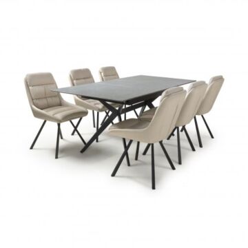 Timor Extending Grey & 6 Arnhem Cream Dining Set