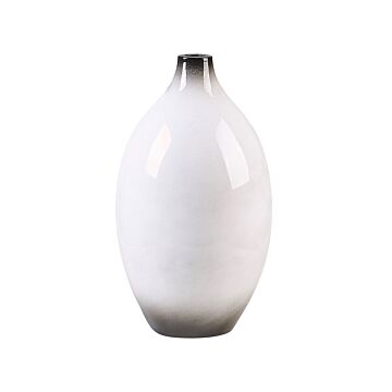 Decorative Vase Black And White 36 Cm Terracotta Elegant Modern Beliani