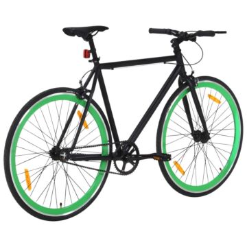 Vidaxl Fixed Gear Bike Black And Green 700c 55 Cm