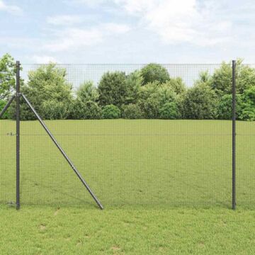 Vidaxl Welded Wire Fence With 13 Posts Grey 1.4x50 M Steel