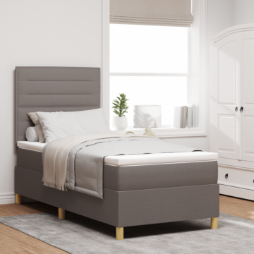 Vidaxl Box Spring Bed With Mattress Taupe 80x200 Cm Fabric