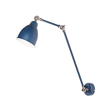 Wall Spot Lamp Dark Blue Metal Ø 14 Cm Matt Finish Long Swing Arm Reading Light Modern Design Beliani