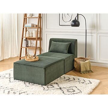 Chaise Lounge Dark Green Corduroy Jumbo Cord Upholstered Two Piece Modern Design Beliani