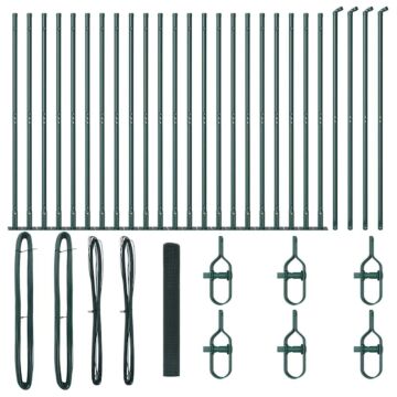 Vidaxl Welded Wire Fence With 13 Flanged Posts Green 1.2x50 M Steel