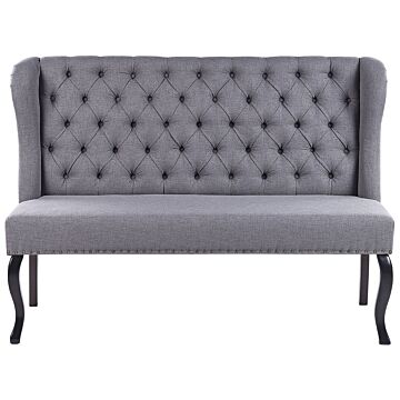 Kitchen Sofa Grey Polyester Fabric Upholstery 2-seater Wingback Tufted Black Cabriole Legs Beliani