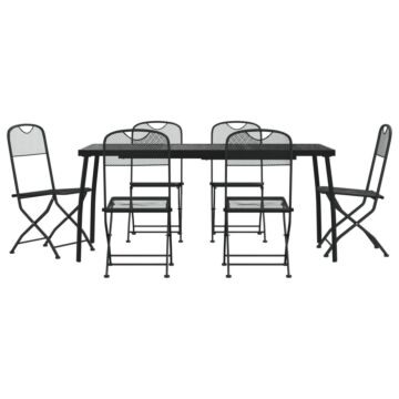 Vidaxl 7 Piece Garden Dining Set Anthracite Metal Mesh