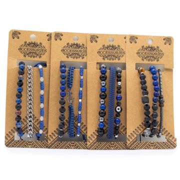 Mens Premium Bracelet Sets - Med Set Blues (asst)