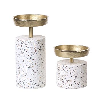 Candle Holder Gold Aluminum Terrazzo Glamour Accent Piece Decoration Table Centrepiece Beliani