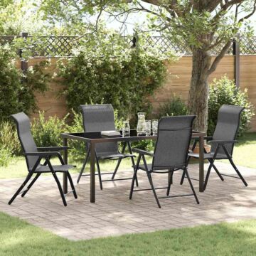 Vidaxl 5 Piece Garden Dining Set Grey Poly Rattan