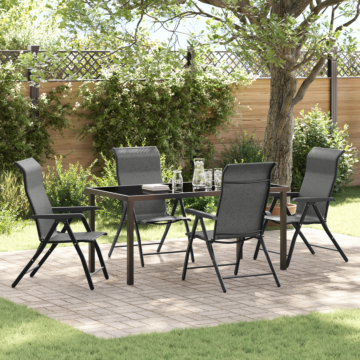 Vidaxl 5 Piece Garden Dining Set Grey Poly Rattan