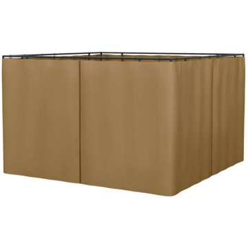 Outsunny Replacement Gazebo Curtain 4-panel Sidewalls With Zipper For 3 X 3 (m) Yard Gazebos Canopy Tent Brown