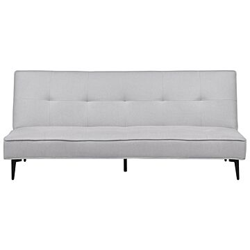 Sofa Bed Light Grey Fabric Modern Living Room Convertible 3 Seater Armless Minimalistic Design Beliani