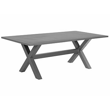 Outdoor Dining Table Grey Aluminium Slatted Top 200 X 105 Cm Rectangular Outdoor Modern Industrial Beliani