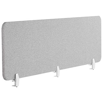 Desk Screen Light Grey Pet Board Fabric Cover 180 X 40 Cm Acoustic Screen Modular Mounting Clamps Home Office Beliani