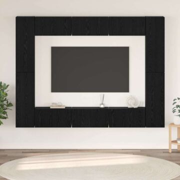 Vidaxl Tv Cabinet With Shelf 10 Pcs Black Oak Medium 30.5 X 30 X 90 Cm