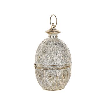 Lantern Gold Metal 34 Cm With Glass Candle Holder Oriental Openwork Egg Beliani