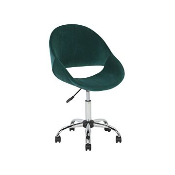Swivel Office Chair Green With Silver Base Velvet Upholstery Adjustable Height Beliani