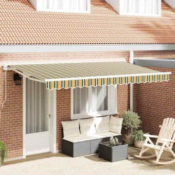 Vidaxl Retractable Awning Manual Green And Yellow 400x200 Cm