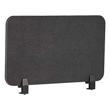 Desk Screen Dark Grey Pet Board Fabric Cover 72 X 40 Cm Acoustic Screen Modular Mounting Clamps Home Office Beliani