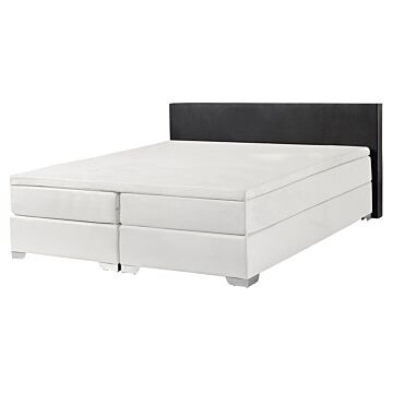 Eu King Size Continental Bed 5ft3 Black With White Pocket Spring Mattress Modern Beliani