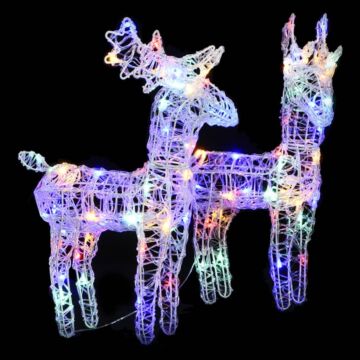 Vidaxl Christmas Reindeers 2 Pcs Multicolour 80 Leds Acrylic