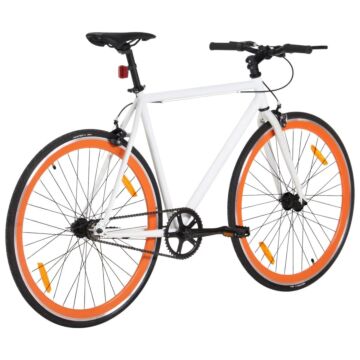 Vidaxl Fixed Gear Bike White And Orange 700c 55 Cm