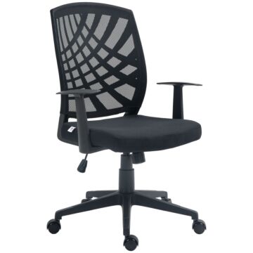 Homcom Ergonomic Office Chair, Height Adjustable Mesh Chair, Desk Chair With Swivel Wheels For Home Office, Black