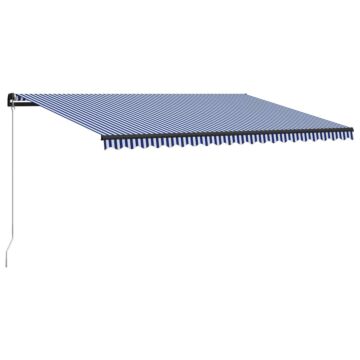 Vidaxl Manual Retractable Awning 500x300 Cm Blue And White