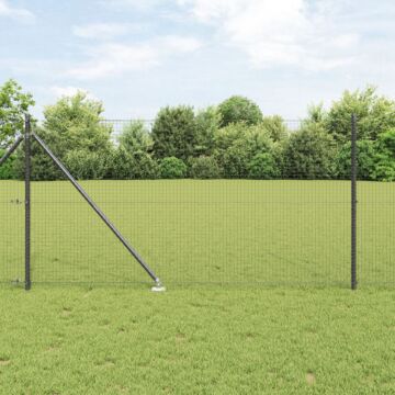 Vidaxl Welded Wire Fence With 13 Spike Posts Grey 1x50 M Steel